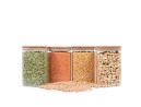Quadratische Vorratsgläser mit Bambusdeckel 4er Set 1200ml