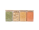 Square storage jars with bamboo lids, set of 4, 1200 ml