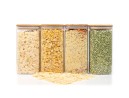 Bocaux de conservation carrés avec couvercles en bambou, lot de 4, 1600 ml