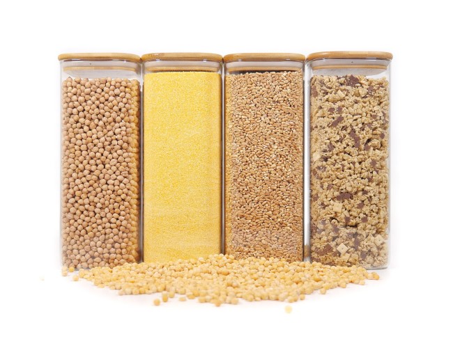 Square storage jars with bamboo lids, set of 4, 2000 ml