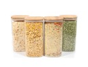 Quadratische Vorratsgläser mit Bambusdeckel 4er Set 1600ml