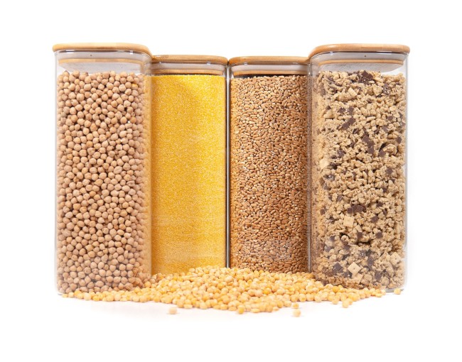 Square storage jars with bamboo lids, set of 4, 2000 ml
