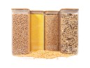 Quadratische Vorratsgläser mit Bambusdeckel 4er Set 2000ml