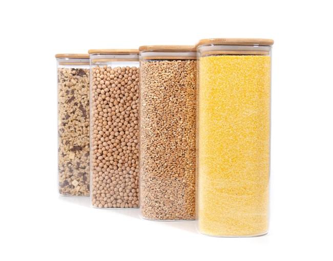 Square storage jars with bamboo lids, set of 4, 2000 ml