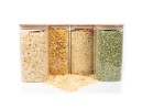 Quadratische Vorratsgläser mit Bambusdeckel 4er Set 1600ml