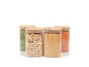 Square storage jars with bamboo lids, set of 4, 1200 ml