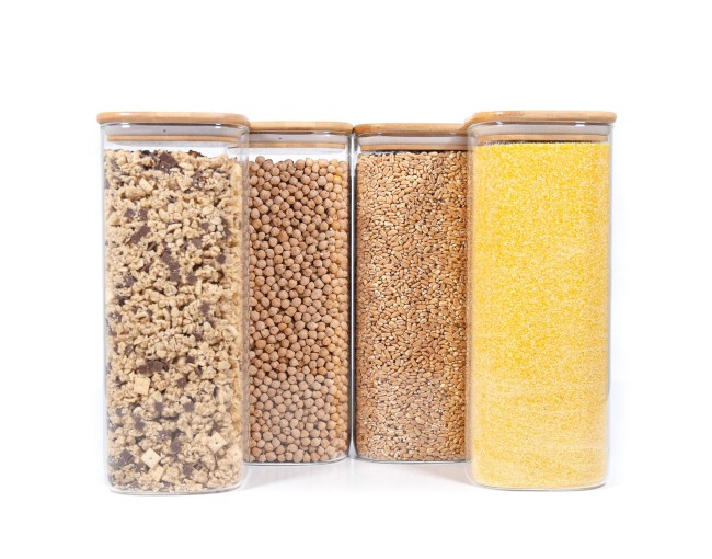 Square storage jars with bamboo lids, set of 4, 2000 ml