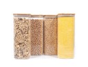 Square storage jars with bamboo lids, set of 4, 2000 ml