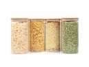 Barattoli quadrati con coperchio in bambù, set da 4, 1600 ml