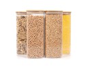 Square storage jars with bamboo lids, set of 4, 2000 ml