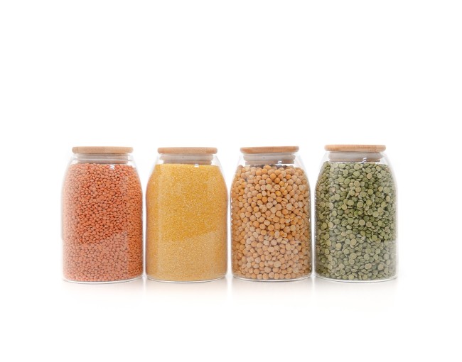 Barattoli ovali con coperchio in bambù, set da 4, 800 ml
