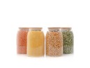 Barattoli ovali con coperchio in bambù, set da 4, 800 ml