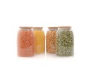 Barattoli ovali con coperchio in bambù, set da 4, 800 ml