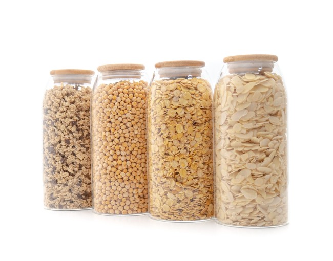 Bocaux de conservation ovales avec couvercles en bambou, lot de 4, 1200 ml