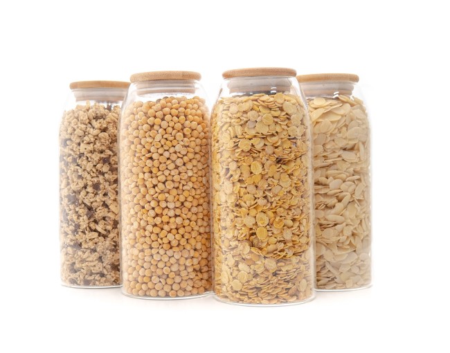 Bocaux de conservation ovales avec couvercles en bambou, lot de 4, 1200 ml