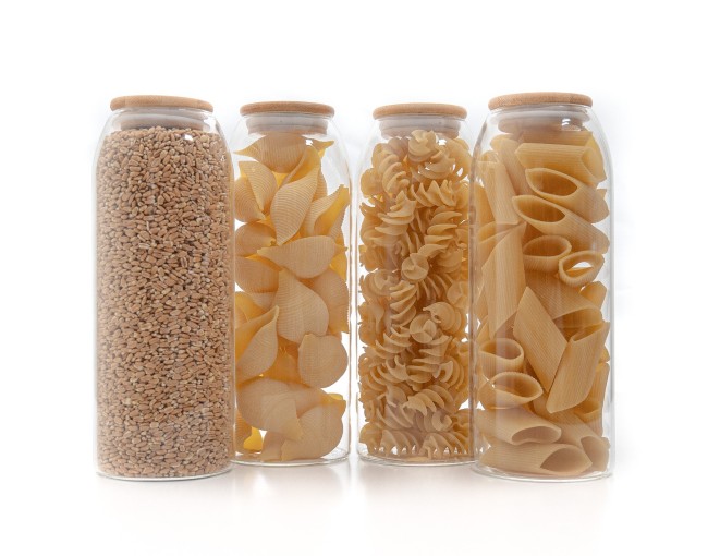 Barattoli ovali con coperchio in bambù, set da 4, 1500 ml