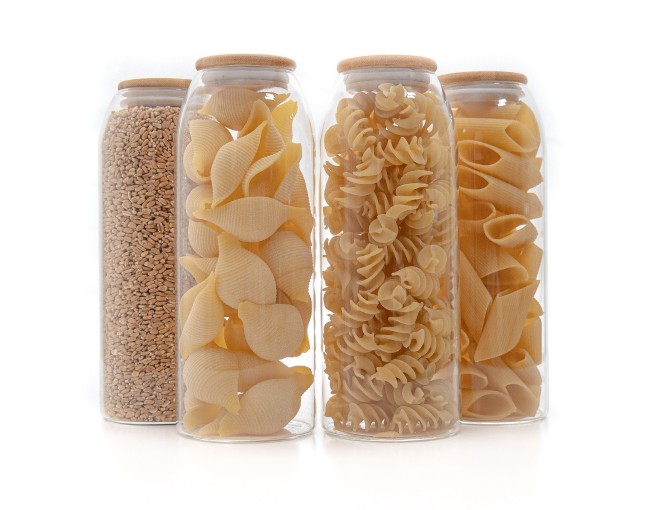 Barattoli ovali con coperchio in bambù, set da 4, 1500 ml