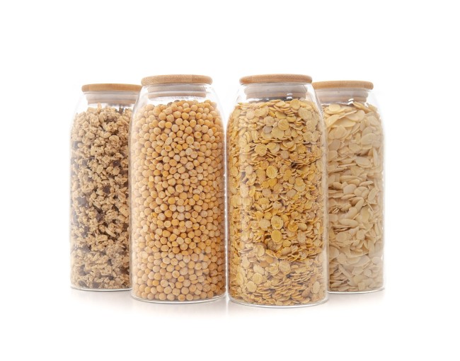 Bocaux de conservation ovales avec couvercles en bambou, lot de 4, 1200 ml