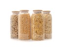 Bocaux de conservation ovales avec couvercles en bambou, lot de 4, 1200 ml