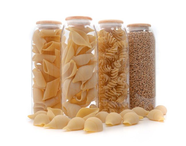 Barattoli ovali con coperchio in bambù, set da 4, 1500 ml