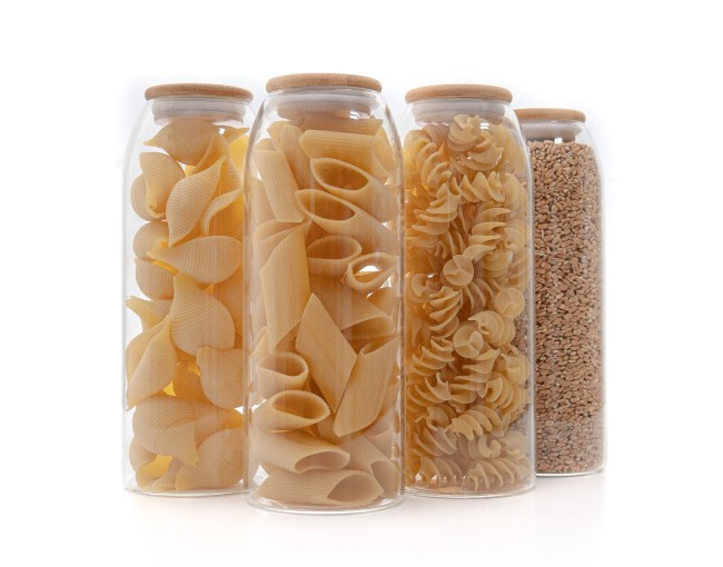 Oval storage jars with bamboo lids, set of 4, 1500 ml
