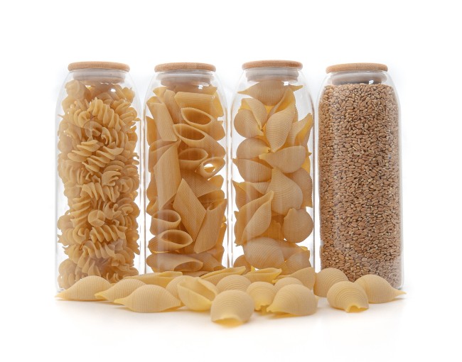 Oval storage jars with bamboo lids, set of 4, 1500 ml