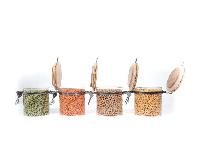 Bocaux de conservation à clipser avec couvercles en bambou, lot de 4, 750 ml