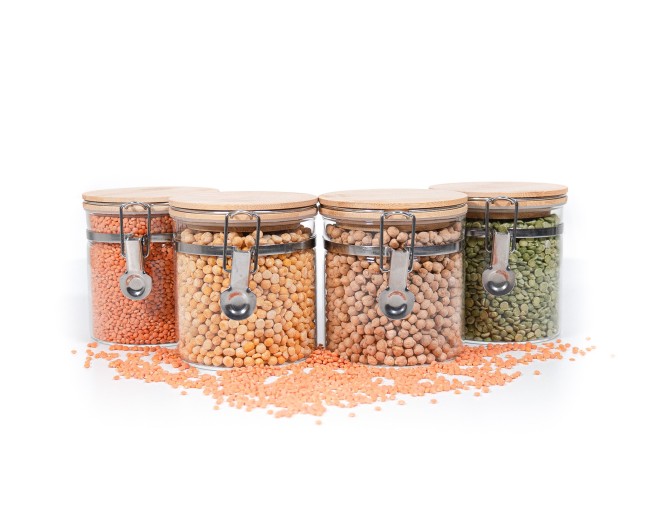 Bocaux de conservation à clipser avec couvercles en bambou, lot de 4, 750 ml