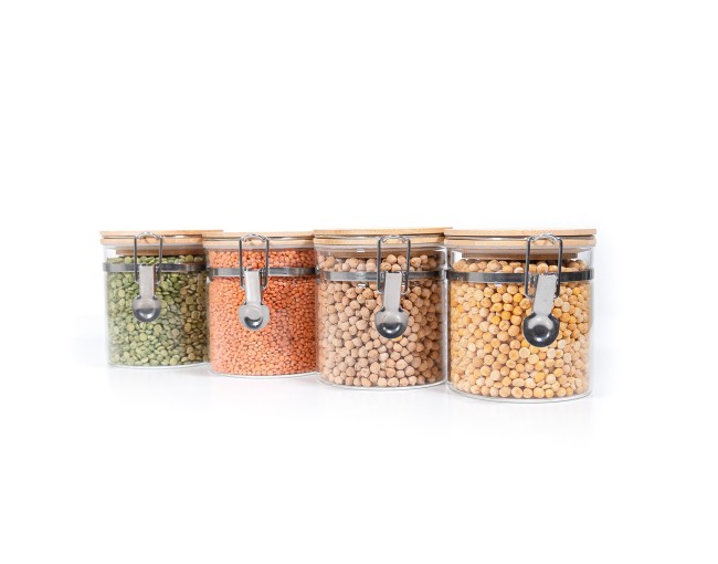 Bocaux de conservation à clipser avec couvercles en bambou, lot de 4, 750 ml