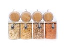 Bocaux de conservation à clipser avec couvercles en bambou, lot de 4, 1000 ml