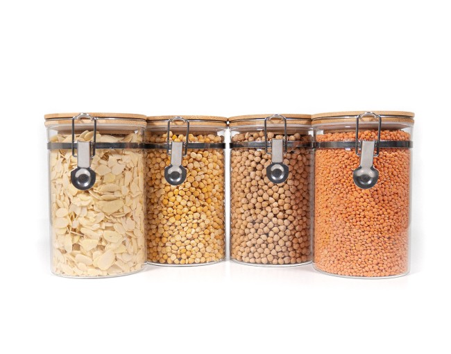 Bocaux de conservation à clipser avec couvercles en bambou, lot de 4, 1000 ml