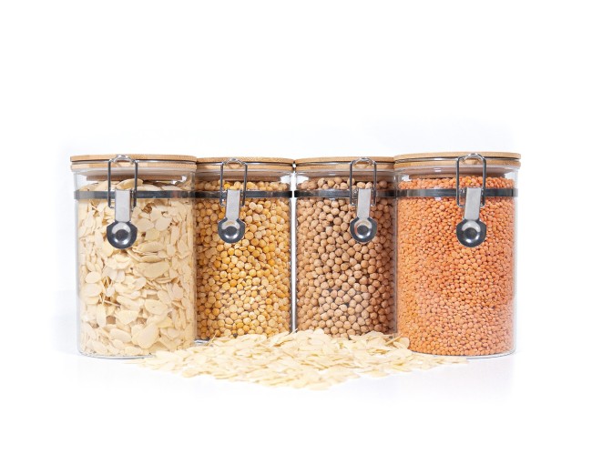 Bocaux de conservation à clipser avec couvercles en bambou, lot de 4, 1000 ml