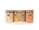 Bocaux de conservation à clipser avec couvercles en bambou, lot de 4, 1000 ml
