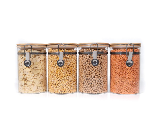 Bocaux de conservation à clipser avec couvercles en bambou, lot de 4, 1000 ml