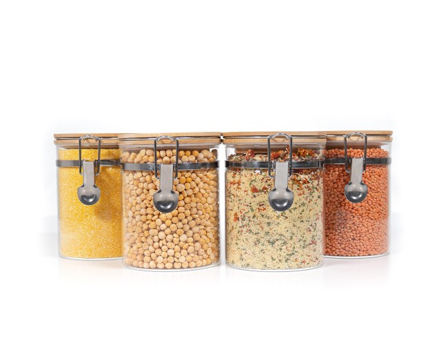 Bocaux de conservation à clipser avec couvercles en bambou, lot de 4, 850 ml