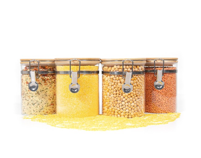 Clip-on storage jars with bamboo lids, set of 4, 850ml