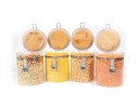 Clipverschluss Vorratsgläser mit Bambusdeckel 4er Set 850ml
