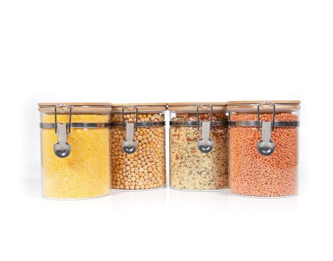 Bocaux de conservation à clipser avec couvercles en bambou, lot de 4, 850 ml