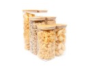 Bocaux de rangement carrés avec couvercles en bambou, lot de 6 grands