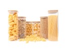 Square storage jars with bamboo lids, set of 6 large