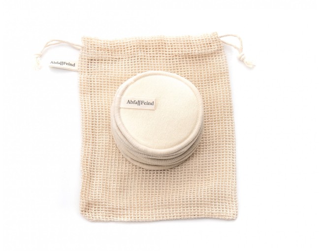 Make-up removal pads bamboo and cotton set of 12 beige
