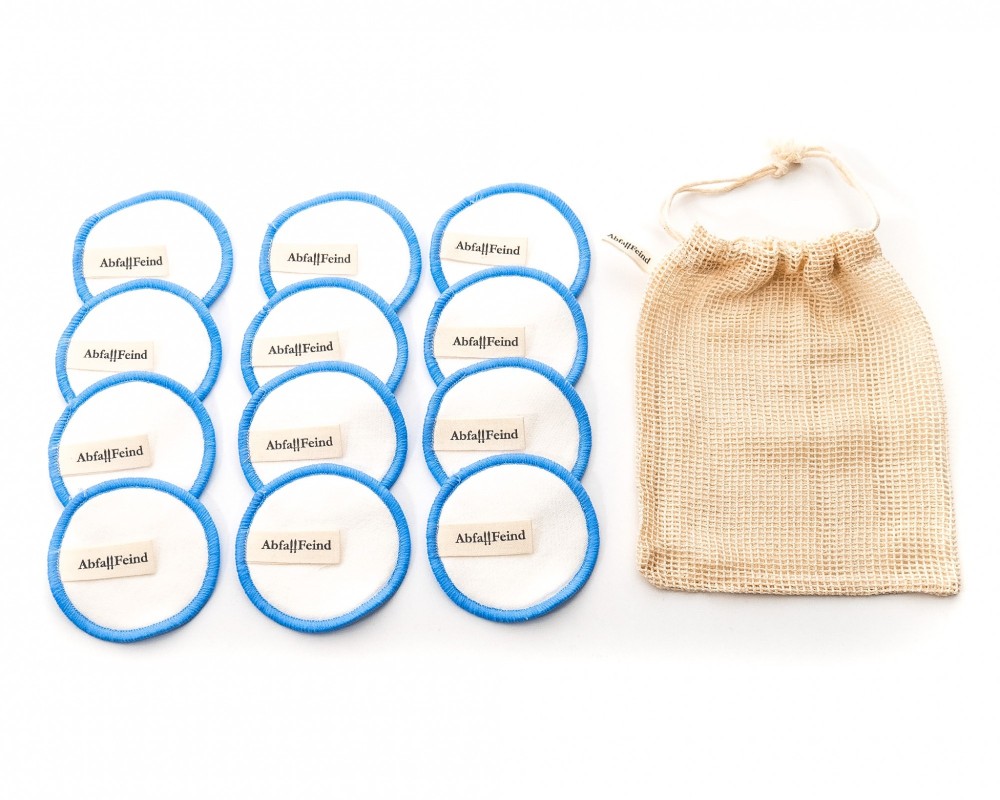 Makeup removal pads bamboo and cotton set of 12 blue