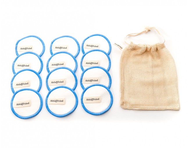 Abschminkpads Bambus und Baumwolle 12er Set blau