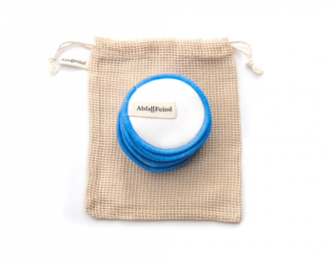 Makeup removal pads bamboo and cotton set of 12 blue