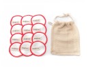 Make-up removal pads bamboo and cotton set of 12 red