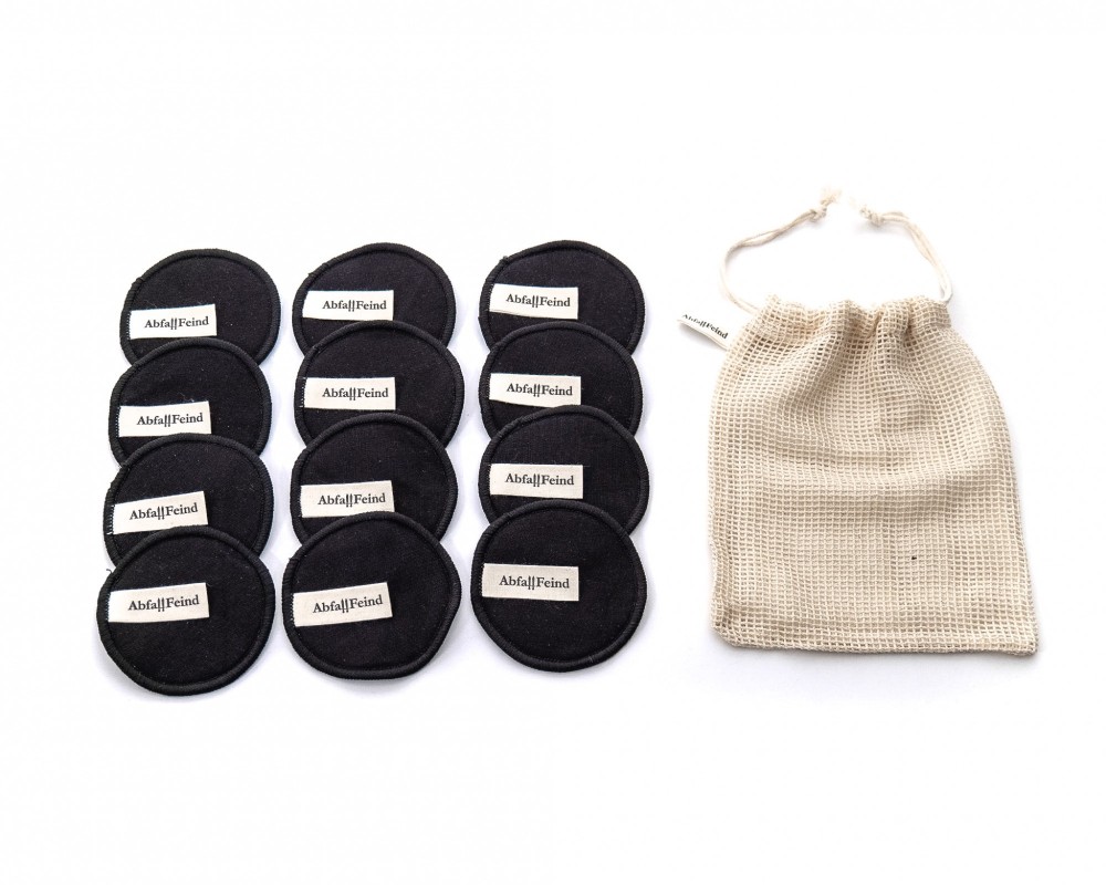 Lot de 12 disques démaquillants en bambou et coton noir