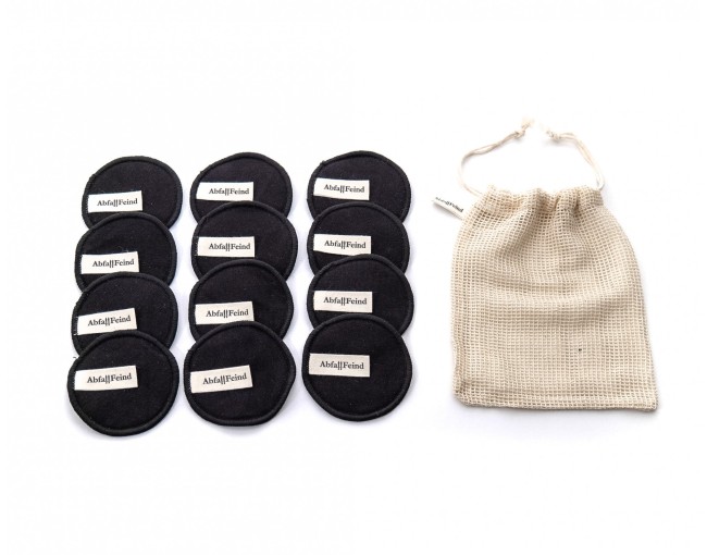 Make-up removal pads bamboo and cotton black set of 12