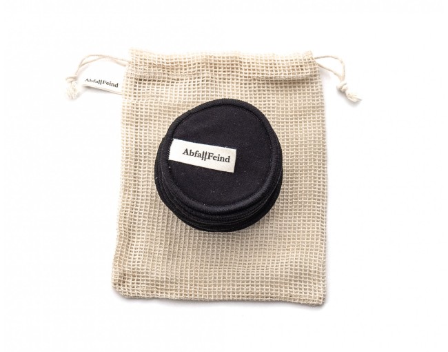 Make-up removal pads bamboo and cotton black set of 12