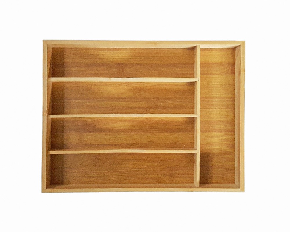 Bamboo cutlery tray with 5 compartments
