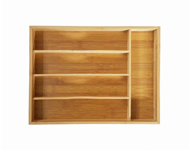 Bamboo cutlery tray with 5 compartments